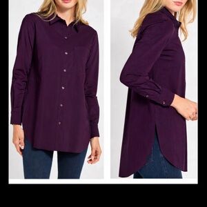 XL Lysse Shiffer Long-Sleeve Button Down Purple Blouse